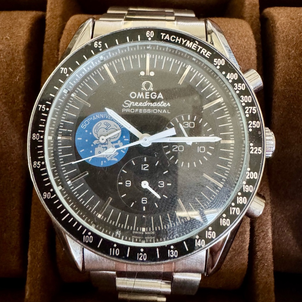 Omega Speedmaster Professional Watch - Black, Silver, and Blue